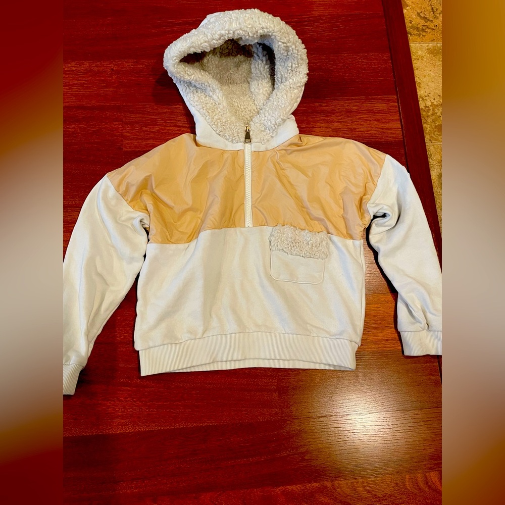 Moncler Enfant color-blocked fleece-trim girls hoodie size 6